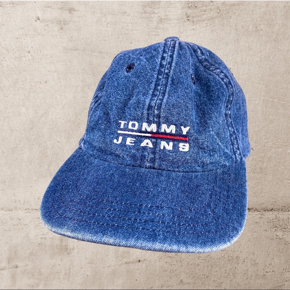 Vintage 90s denim flag tommy jeans hat adjustable - Picture 2 of 10